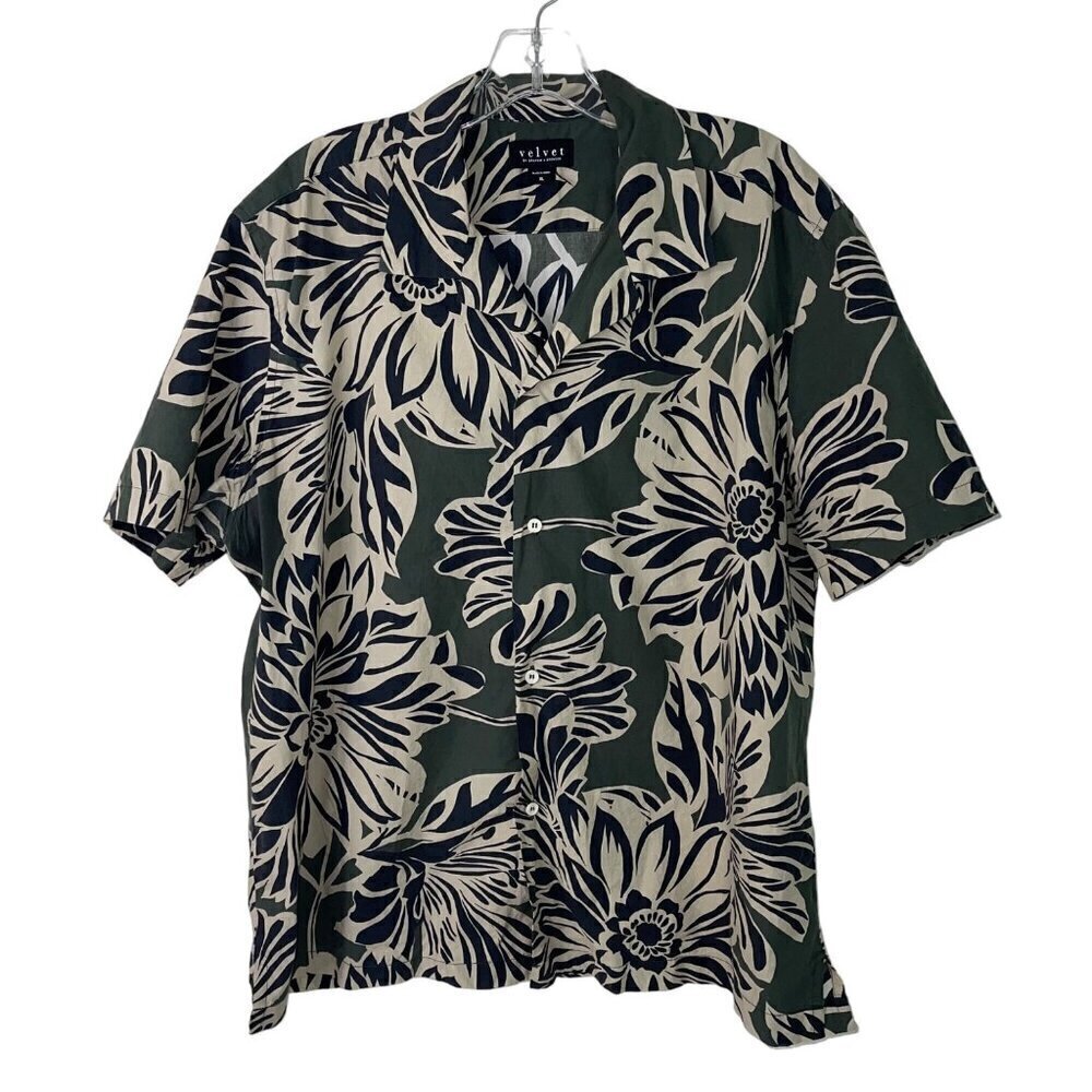 Velvet By Graham And Spencer Mens Shirt Size XL Green Floral Button Down